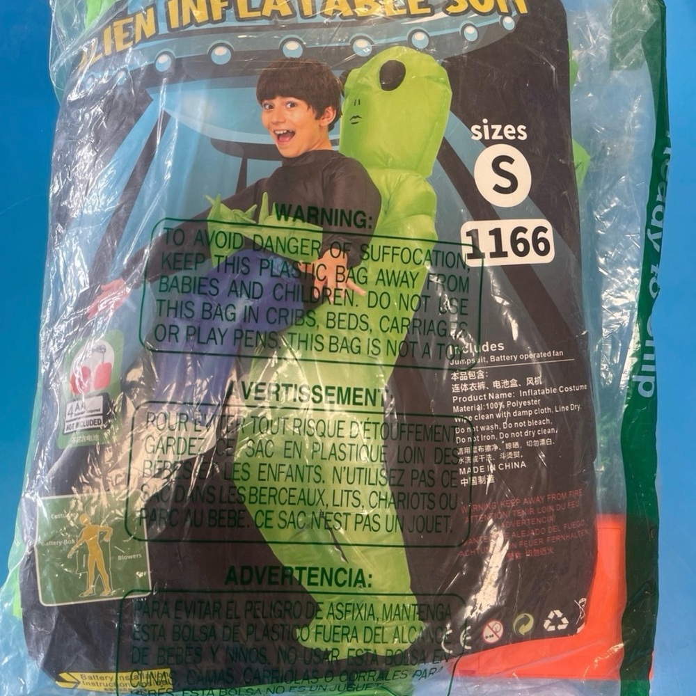Kids Inflatable Alien Costume - Green